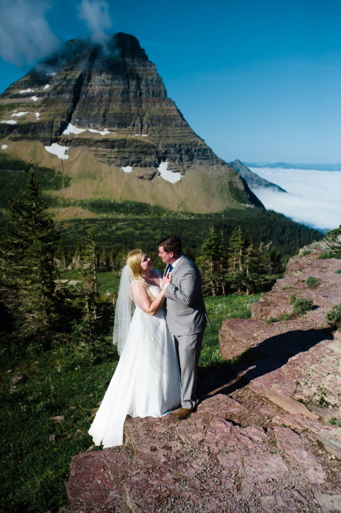 hike up Logan Pass to the hidden lake overlook. Many Glacier elopement.