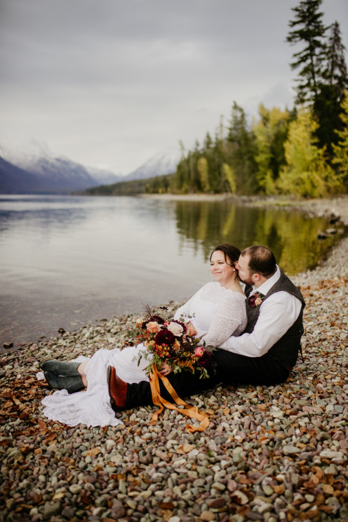 Glacier National Park elopement by the water. 