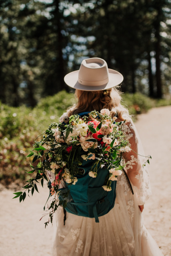 California elopement photographer with backpacking hike ceremony