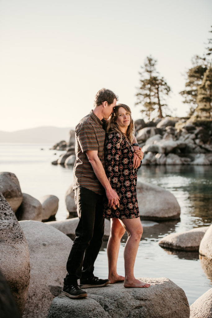 sunset engagement session at Lake Tahoe