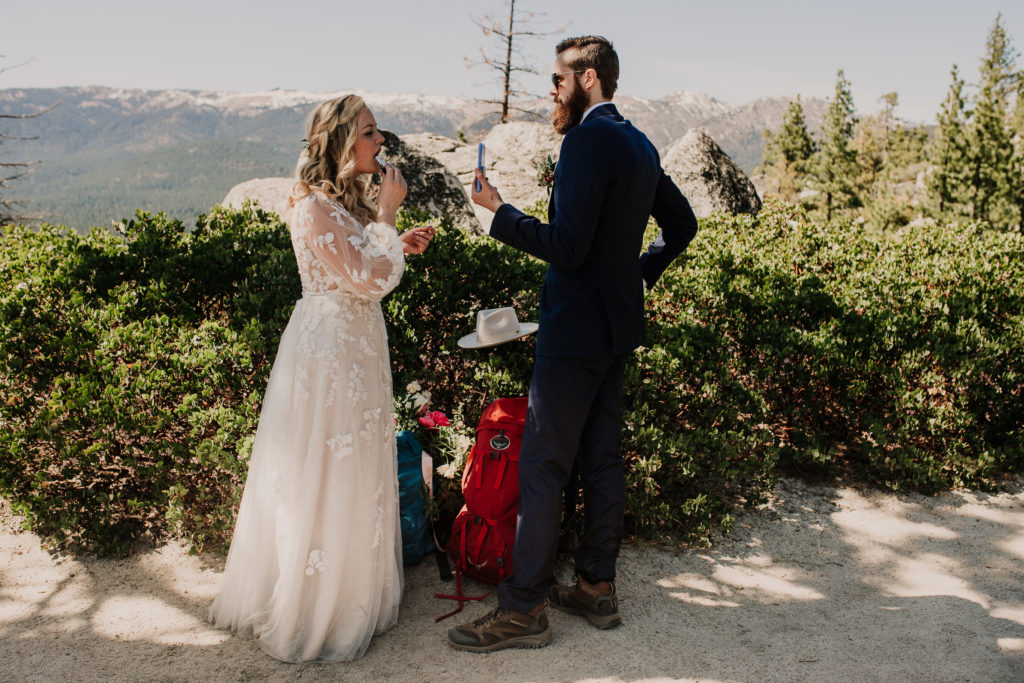 backpacking elopement in lake tahoe