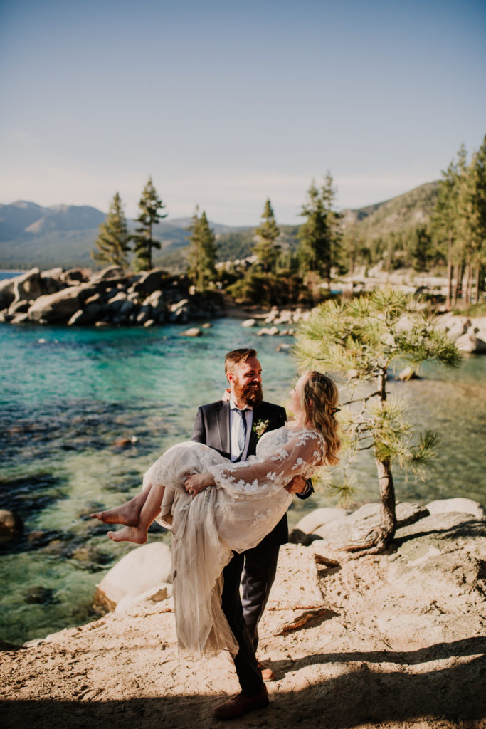 top elopement location trends of 2022, Sand Harbor elopement in Lake Tahoe