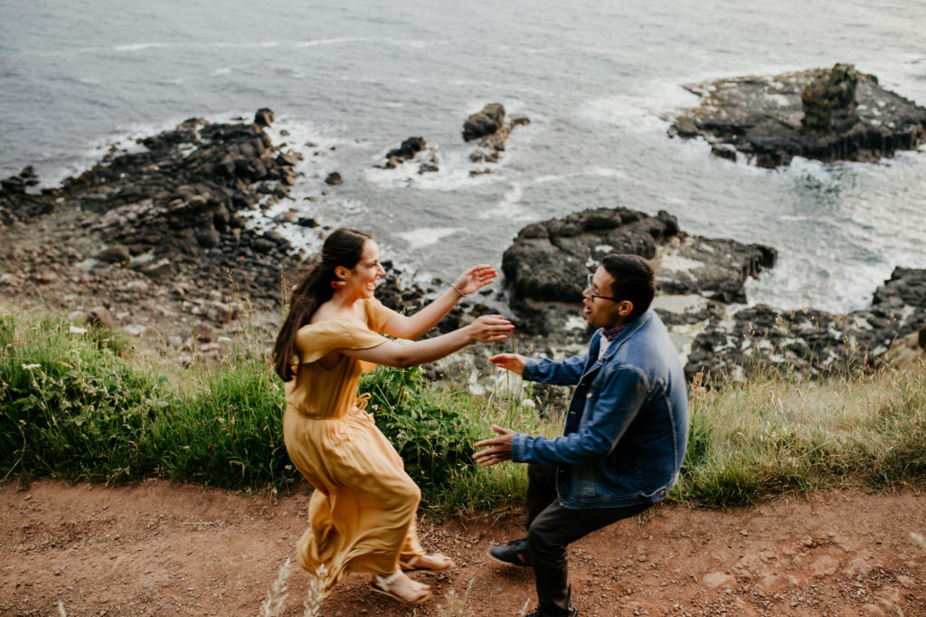 couples adventure session in Giant's Causeway Ireland