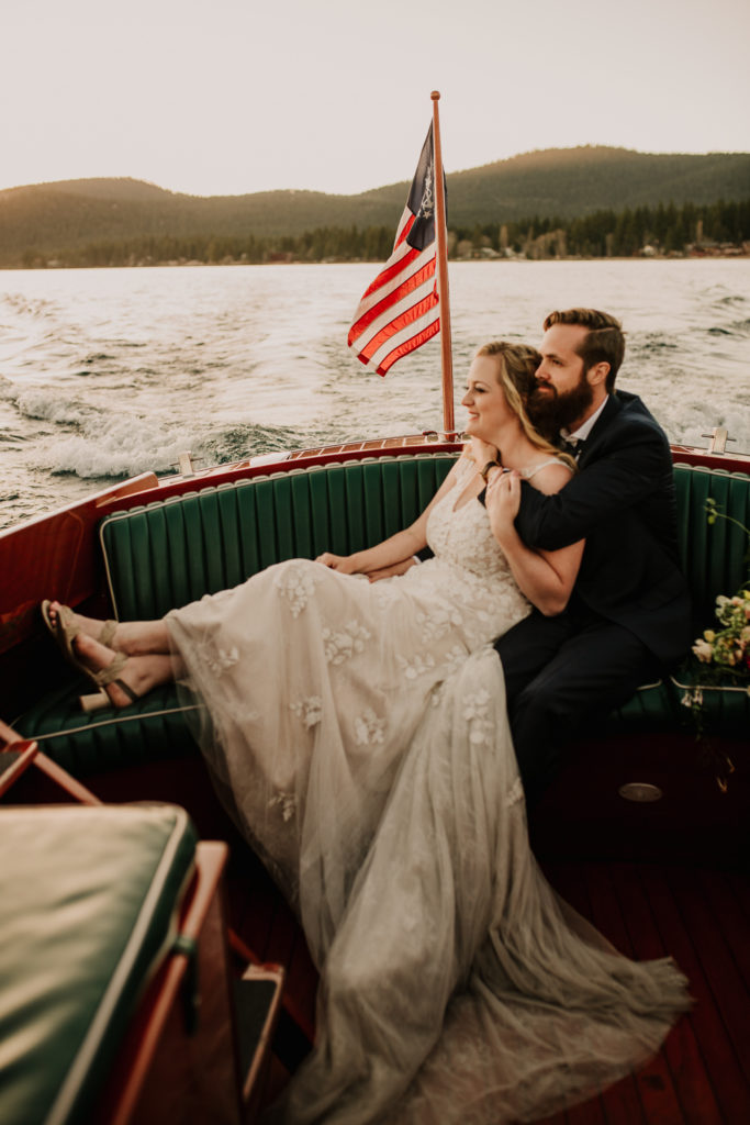 Sunset boat tour Lake Tahoe full day elopement