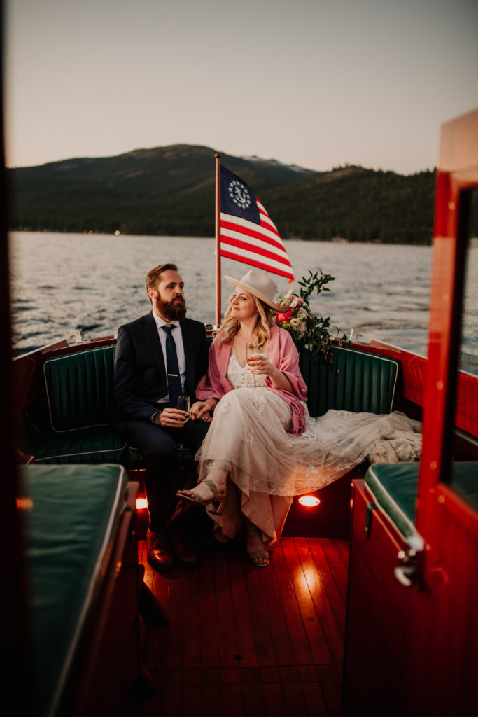 things to do on your elopement, sunset boat tour in Lake Tahoe