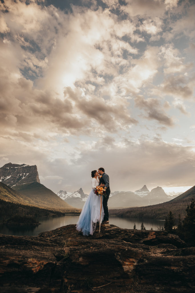 Glacier National Park wedding during sunset