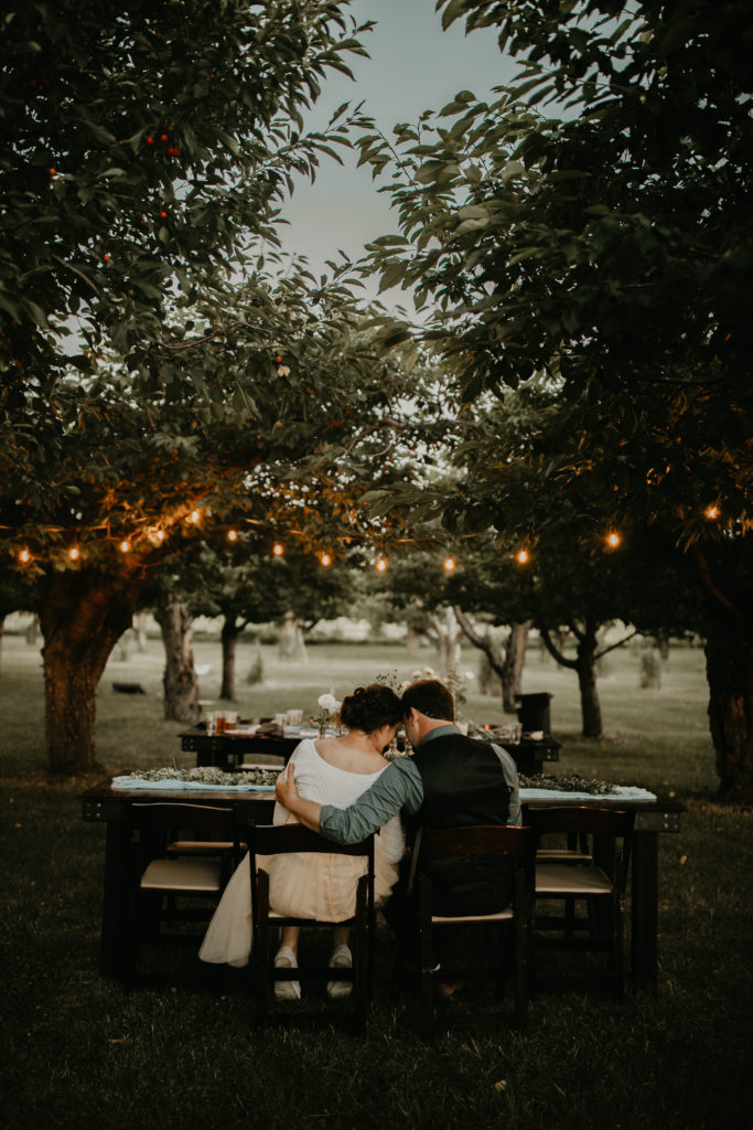 Lake McDonald Wedding, Polson wedding reception in cherry orchard