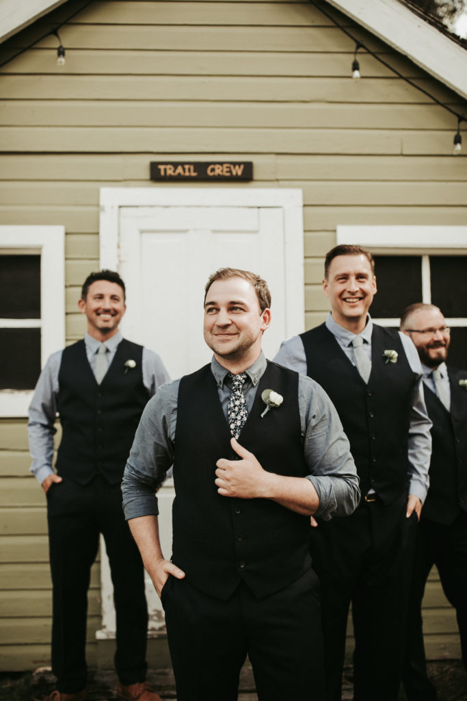 Dusty blue wedding groomsmen