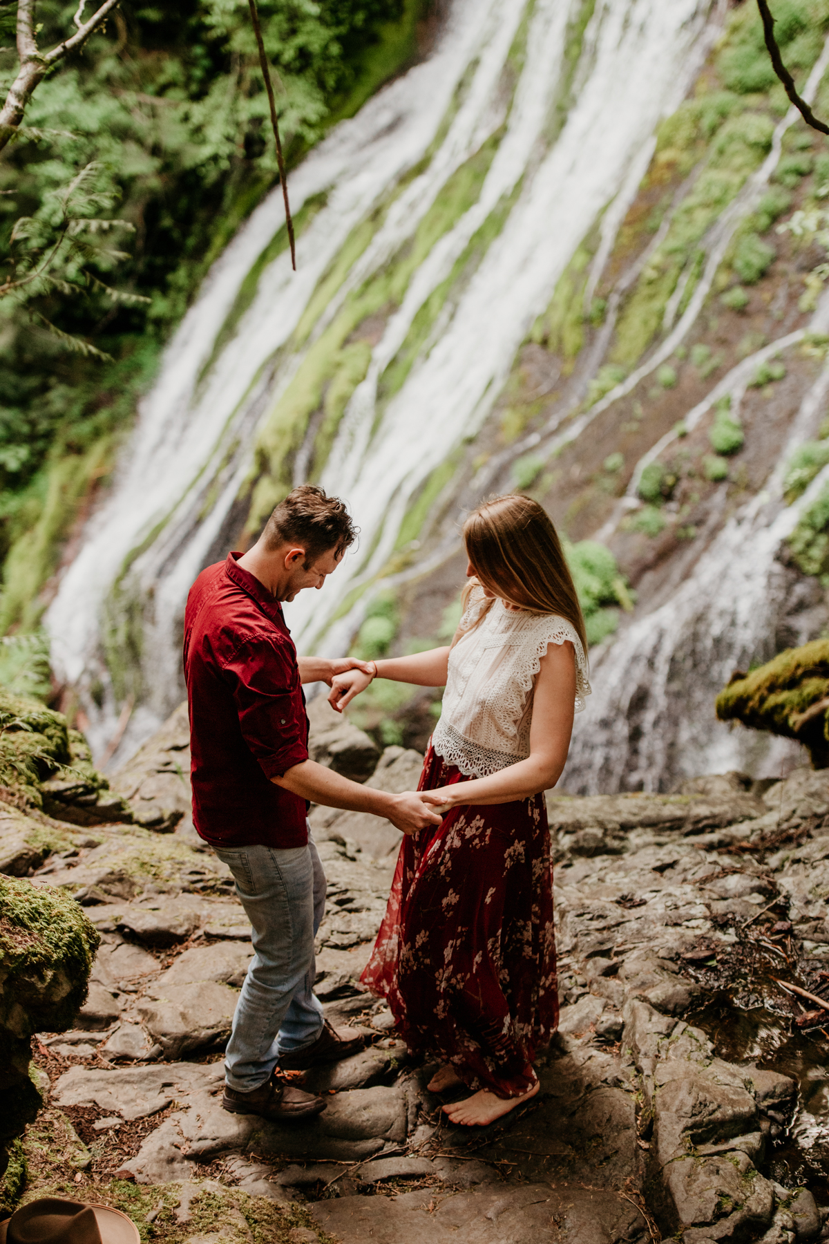 Panther Creek Falls engagement session, where is the best place to elope in oregon