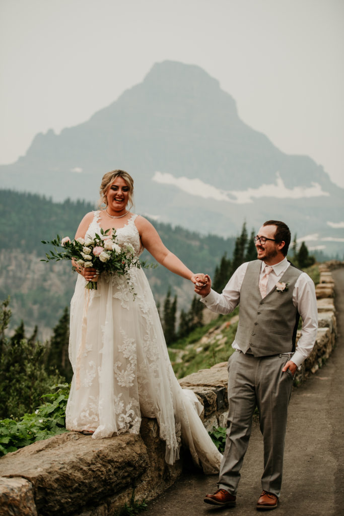 Glacier National Park Elopement at Saint Mary, Logan Pass wedding, going to the sun road