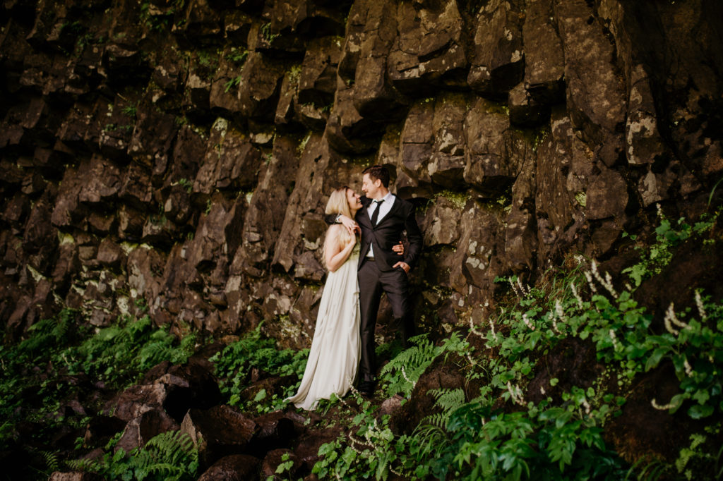 how to elope in Southern Iceland, winter elopement locations, columbia river gorge elopement at Latourell Falls