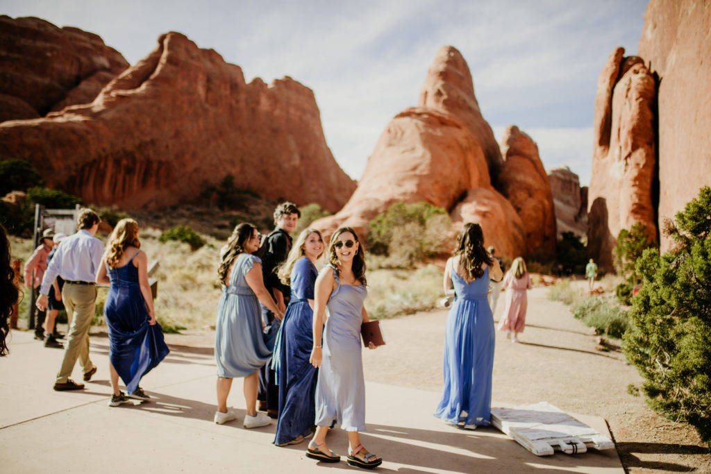 Arches National park elopement, pine tree arch trail