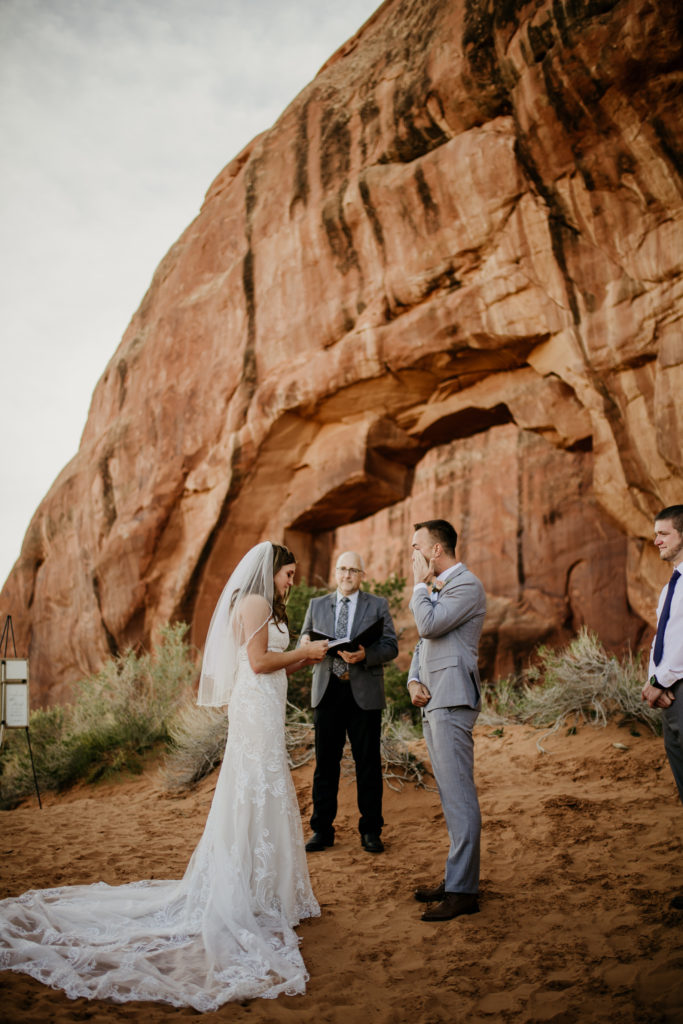 Where to elope in Moab, How to elope in Arches National Park, Arches National park elopement, pine tree arch ceremony