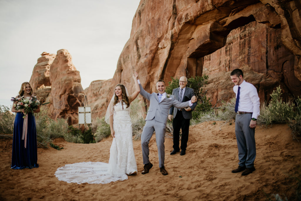 Arches National park elopement at Pine Tree Arch