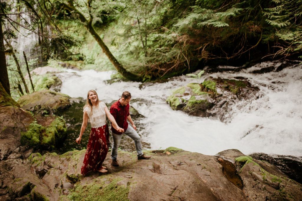 Panther Creek Falls couple session, Oregon Waterfall locations
