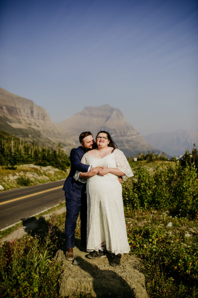 dog friendly elopement at Glacier National Park, camping elopement in Montana with a gorgeous alpine lake and pictures in Glacier National Park. Fur babies are a MUST for elopements!