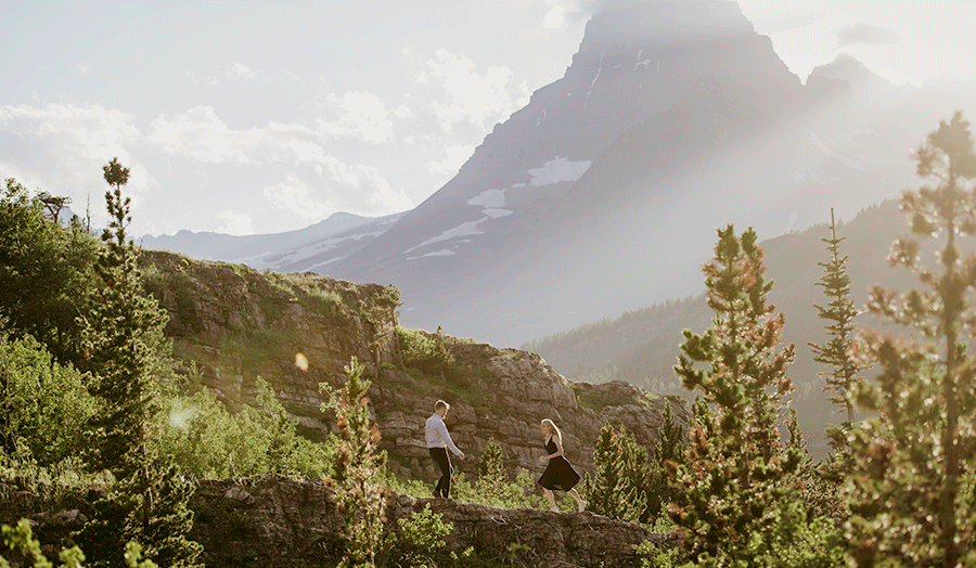 Best of 2022 elopement & wedding photography, couple session at Many Glacier, engagement session in Glacier National Park at Many Glacier Hotel