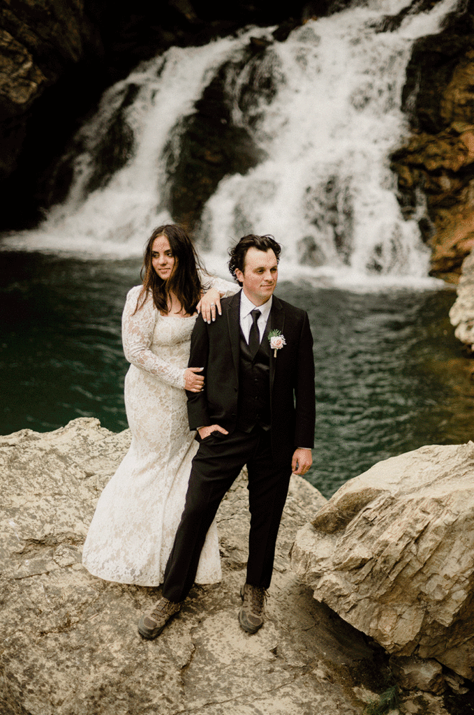 Best of 2022 elopement & wedding photography, Glacier National Park elopement in the fall at Two Medicine, Running Eagle Falls