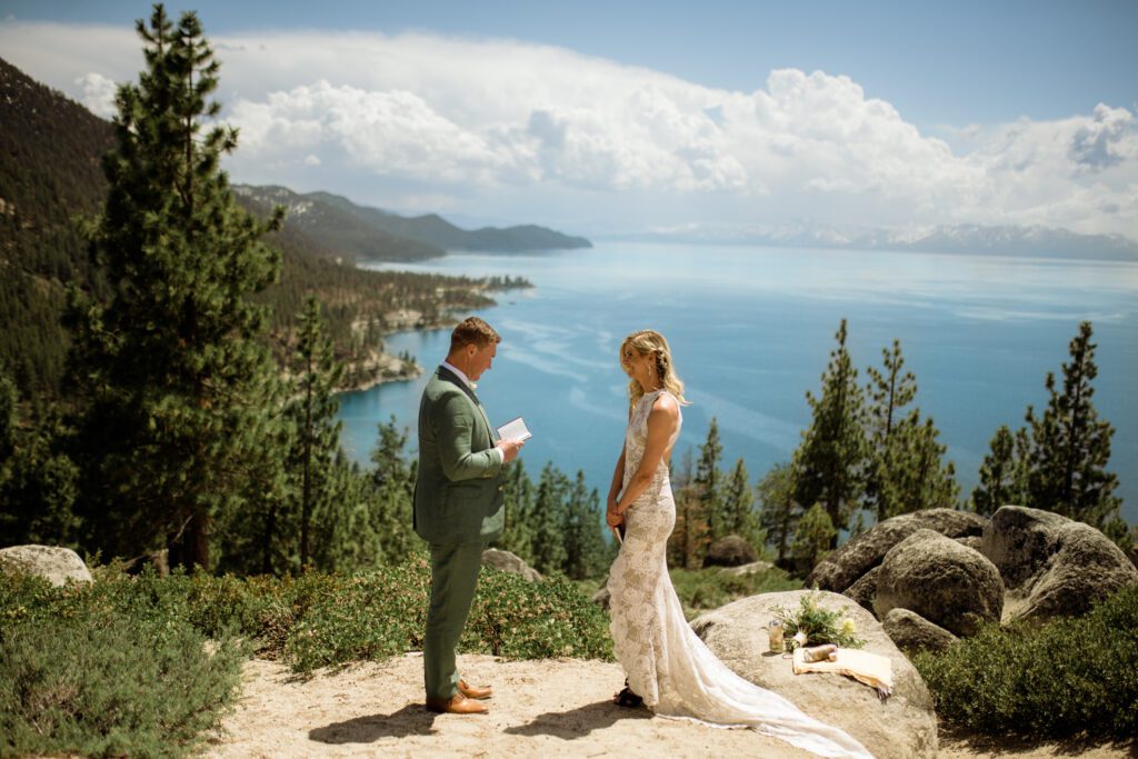 We keep having kickass elopements in epic pockets of the lake such as this adventure elopement in Lake Tahoe at Monkey Rock.

Hiking elopement in Lake Tahoe finished with a sunset boat cruise on the lake! 

As Lake Tahoe elopement photographers, we find you the perfect elopement ceremony location in Lake Tahoe! 