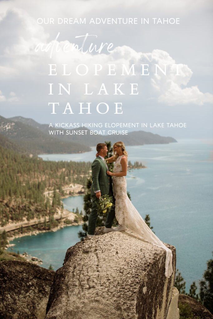 We keep having kickass elopements in epic pockets of the lake such as this adventure elopement in Lake Tahoe at Monkey Rock.

Hiking elopement in Lake Tahoe finished with a sunset boat cruise on the lake! 

The perfect wedding activity for Lake Tahoe is a sunset boat cruise on the lake with your micro wedding guests!