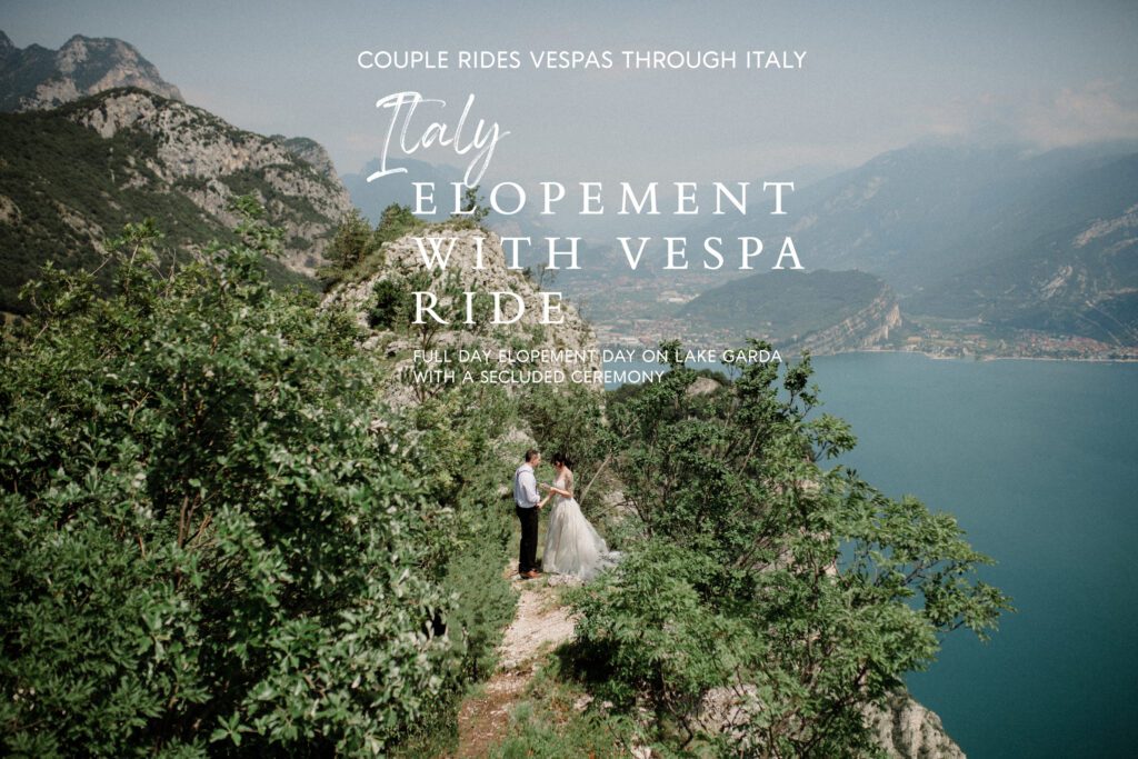 Whimsical elopement at Lake Garda with vespas! An EPIC day full of love, laughter, and breathtaking scenery. 🛵💍🏞️ #ItalianElopement

Bride and groom riding vespas in the Italian countryside. 