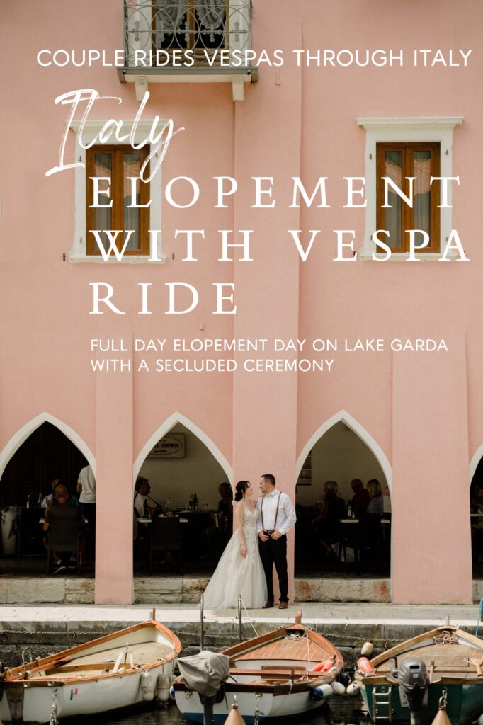 Whimsical elopement at Lake Garda with vespas! An EPIC day full of love, laughter, and breathtaking scenery. 🛵💍🏞️ #ItalianElopement

Bride and groom riding vespas in the Italian countryside. Wes Anderson inspired wedding photo in Italy.