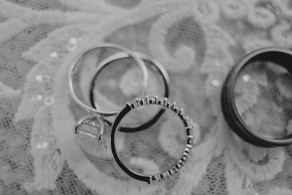 Many Glacier Lodge Micro Wedding black and white wedding rings