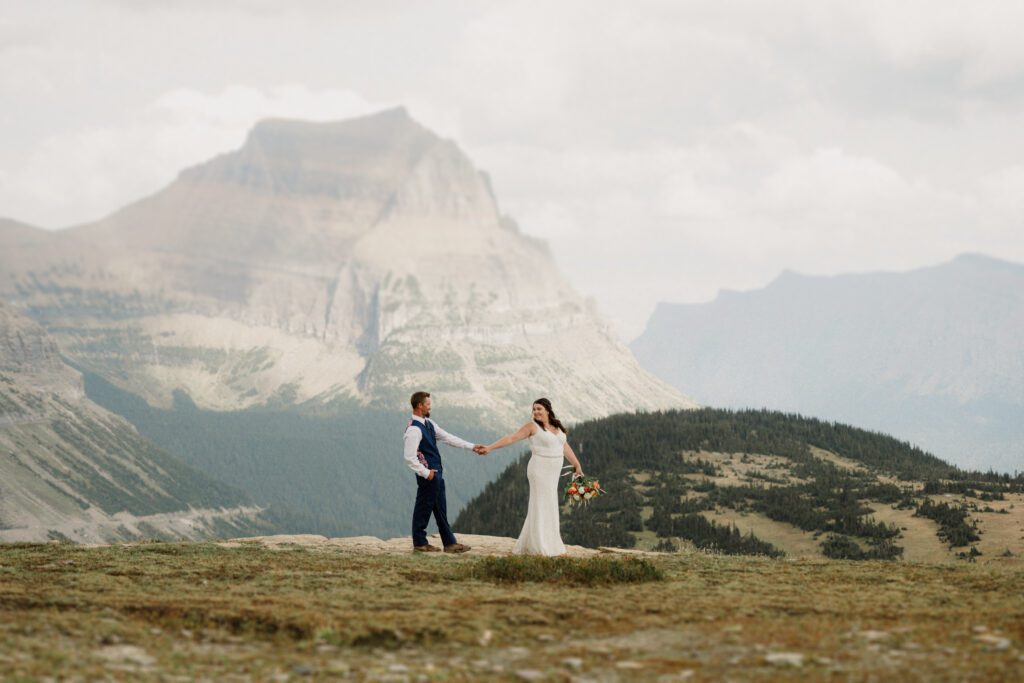 Glacier wedding with Hidden Lake hike: A fun adventure capturing stunning moments against the backdrop of nature's beauty.