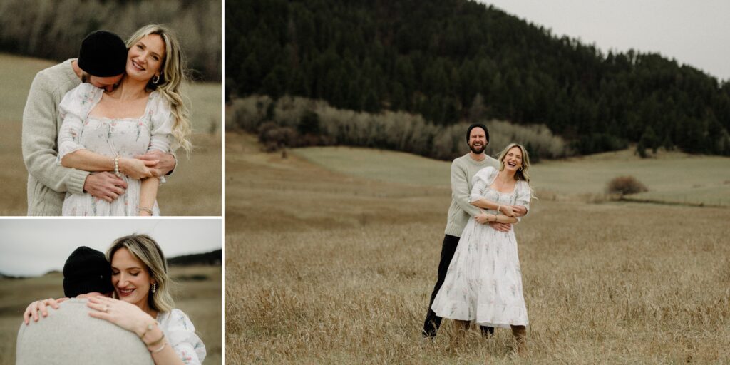 Bozeman, Montana engagement session in the fall. Fall engagement session on a farm. Farm engagement session in Montana. 