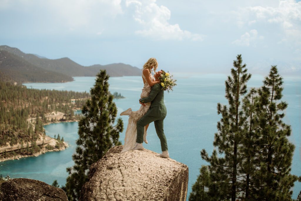best of 2023 elopement & wedding photography with a hiking elopement in Lake Tahoe.