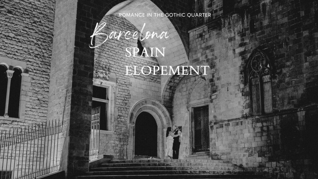 Barcelona elopement in the Gothic Quarter, couple gets married in the Gothic Quarter of Barcelona, Spain. romantic couple walking the gothic quarter at night