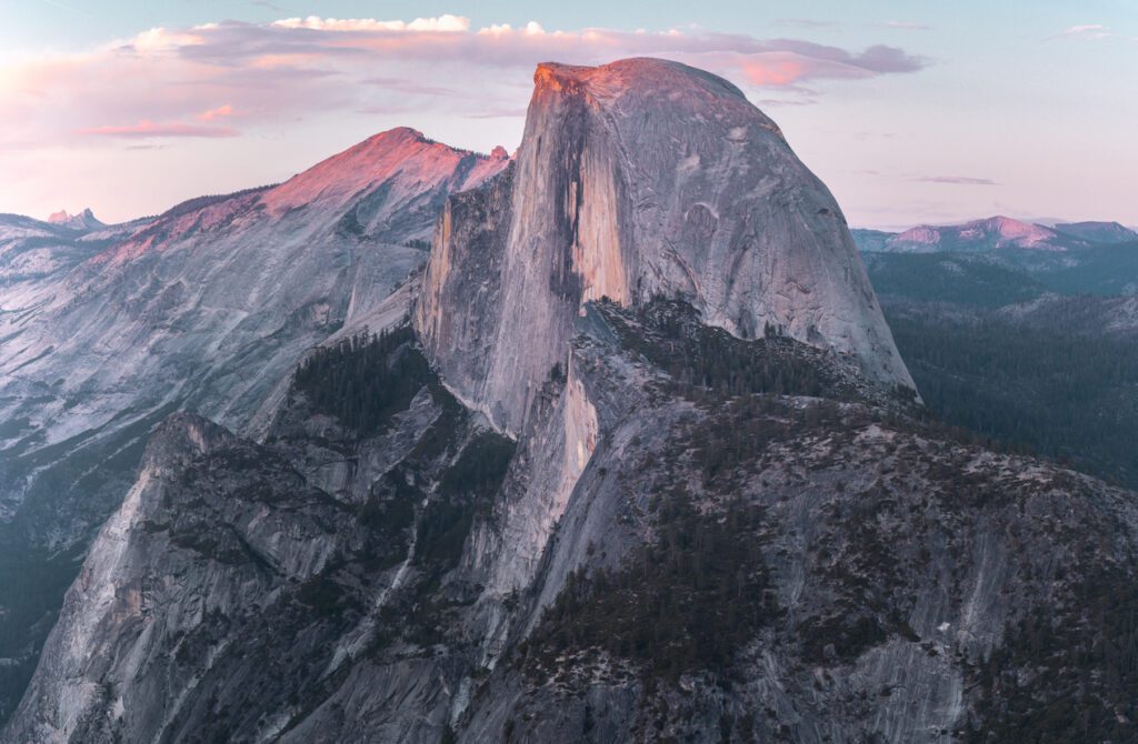 half dome sunset, how to get married in Yosemite National Park
