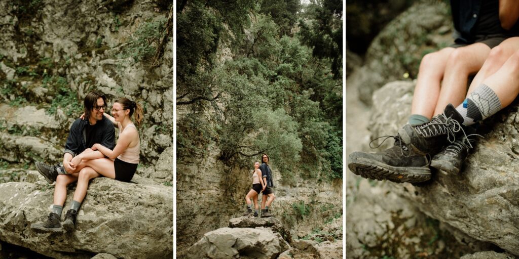 2 amazing days in Greece for a Crete hiking elopement! Off-the-beaten-path, secluded ceremony and hike! Perfect adventure elopement! Hike Imbros Gorge in Crete Greece.
