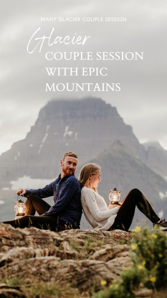 Glacier National Park engagement session in Many Glacier with big mountain views. 