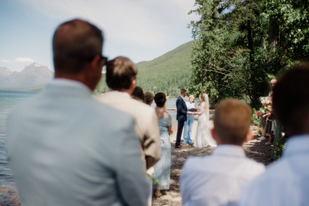 This sweet Glacier Homestead wedding features stunning Glacier National Park views, intimate moments, and heartfelt family celebrations. National park wedding.