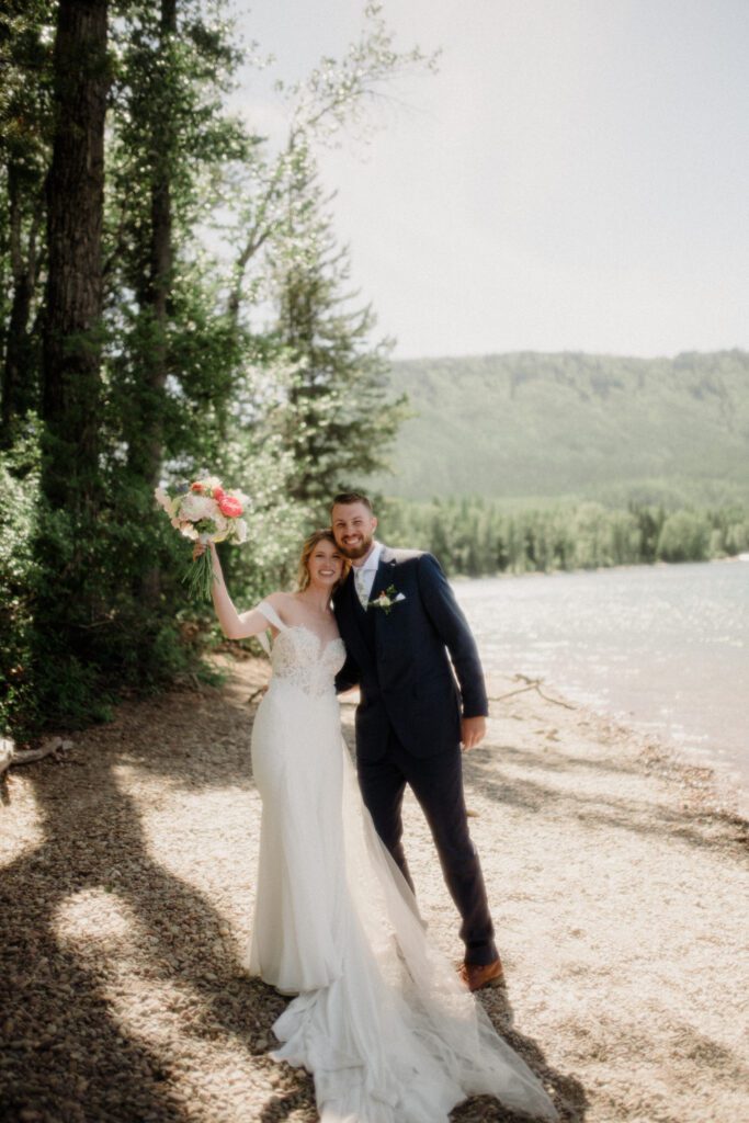 This sweet Glacier Homestead wedding features stunning Glacier National Park views, intimate moments, and heartfelt family celebrations. National park wedding.