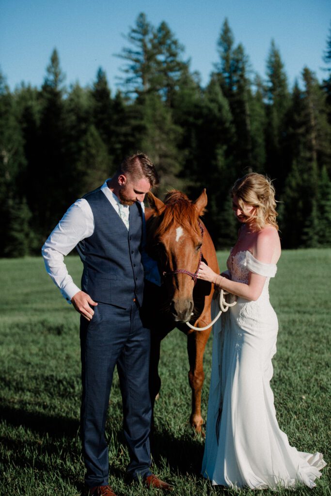 This sweet Glacier Homestead wedding features stunning Glacier National Park views, intimate moments, and heartfelt family celebrations. National park wedding.