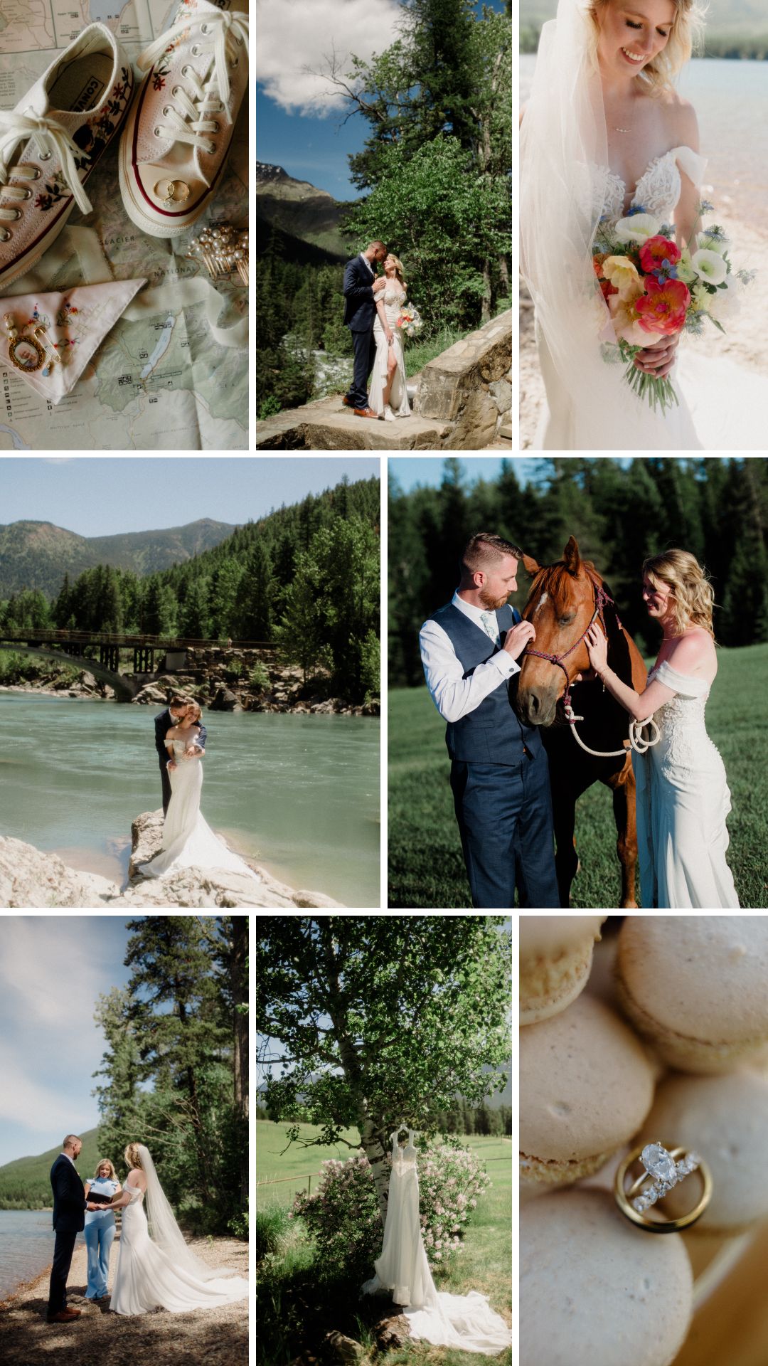 This sweet Glacier Homestead wedding features stunning Glacier National Park views, intimate moments, and heartfelt family celebrations. National park wedding.