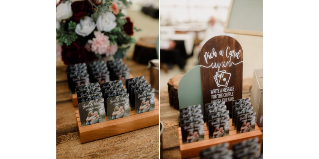 A stunning Little Smith Creek Ranch wedding in the Bitterroot Valley with breathtaking views, heartfelt moments, and a charming rustic theme. Best way to use engagement photos at a wedding.