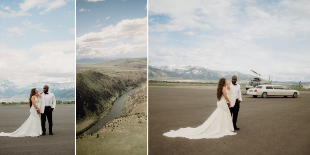 The ultimate helicopter wedding in Montana! From a stretch limo to stunning mountain views, this Bozeman adventure is a dream come true.