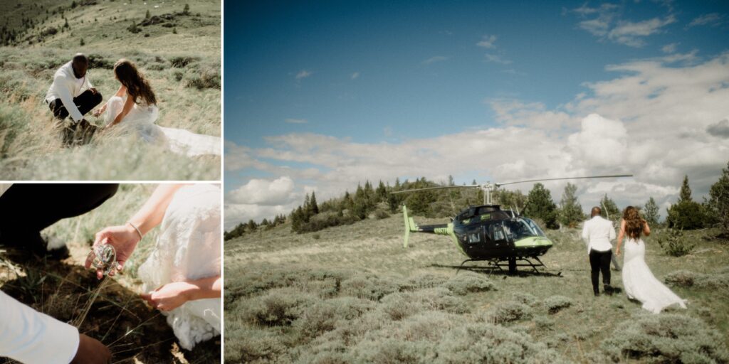 The ultimate helicopter wedding in Montana! From a stretch limo to stunning mountain views, this Bozeman adventure is a dream come true.