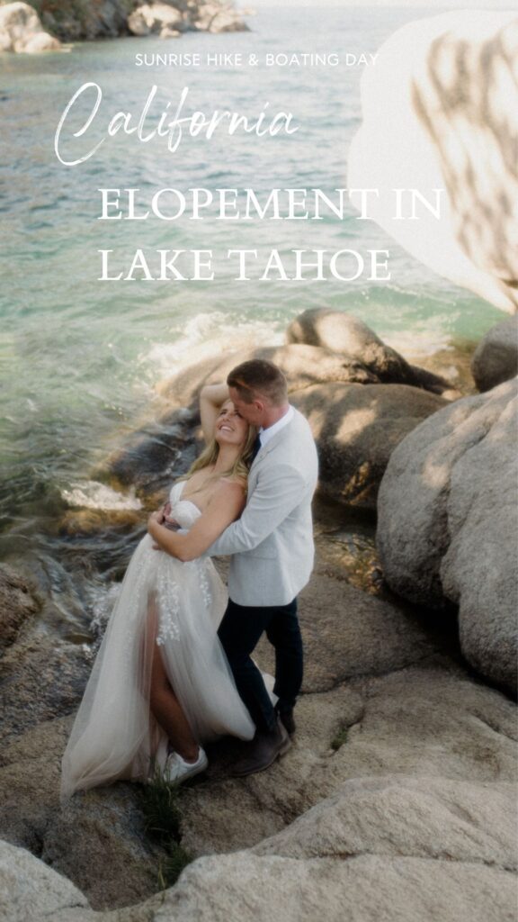 This gorg California elopement in Lake Tahoe has it all! Sunrise hike, private vows and a morning boating on the lake! PERFECTO!