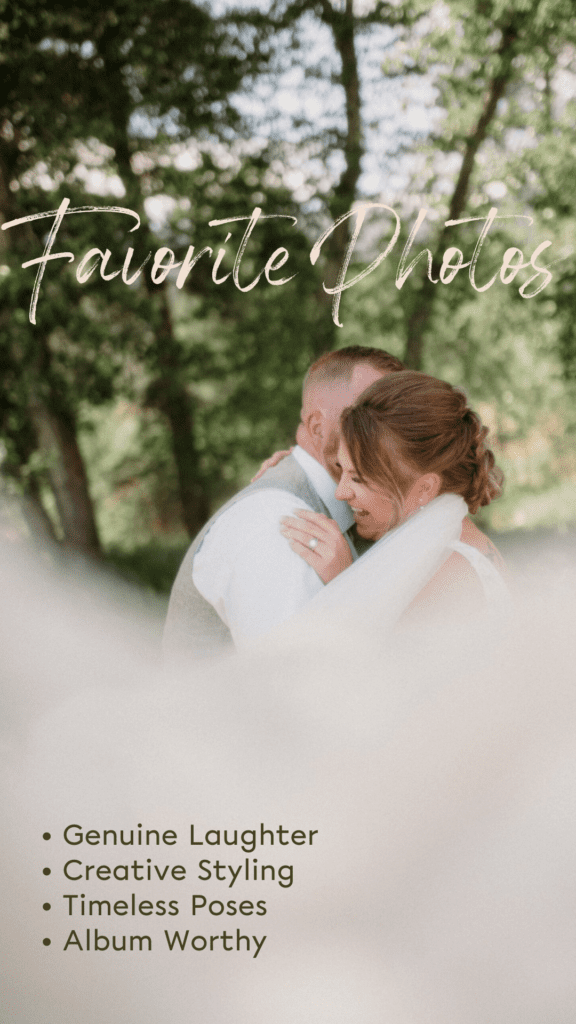 Favorite wedding photography photos with a bride and groom behind her veil, laughing. Tips for photo taking include: genuine laughter, creative styling, timeless poses, and album worthy as written on the photo.