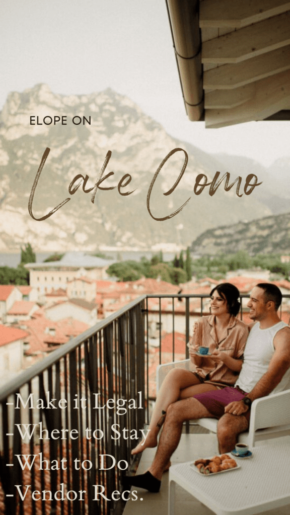 Lake Como elopement guide, couple sharing a spot of coffee on the balcony overlooking Italy.