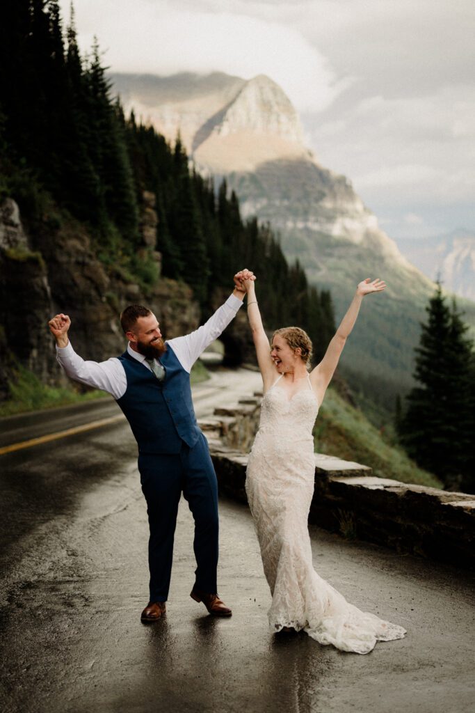 You know it's an adventure wedding in Glacier National Park when you see bears, stumble across mountain sheep and get married! The bride said this about her wedding day, "we literally did EVERYTHING!" 

A Two Medicine wedding ceremony and then a drive up the Going to the Sun Road made this day an epic adventure!