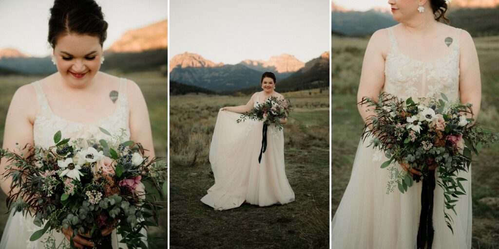 A stunning Yellowstone National Park elopement with intimate moments, breathtaking views and of course the perfect wedding guests- BUFFALO!

Gorgeous wedding photos at sunset in Yellowstone National Park.