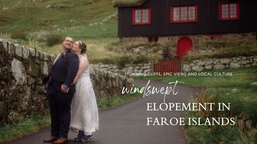 An unforgettable Faroe Islands elopement! Spontaneous vows, stunning cliffs, local traditions and stormy star photos at Saksun. Wedding ceremony at the Sea Woman statue in Kalsoy. 