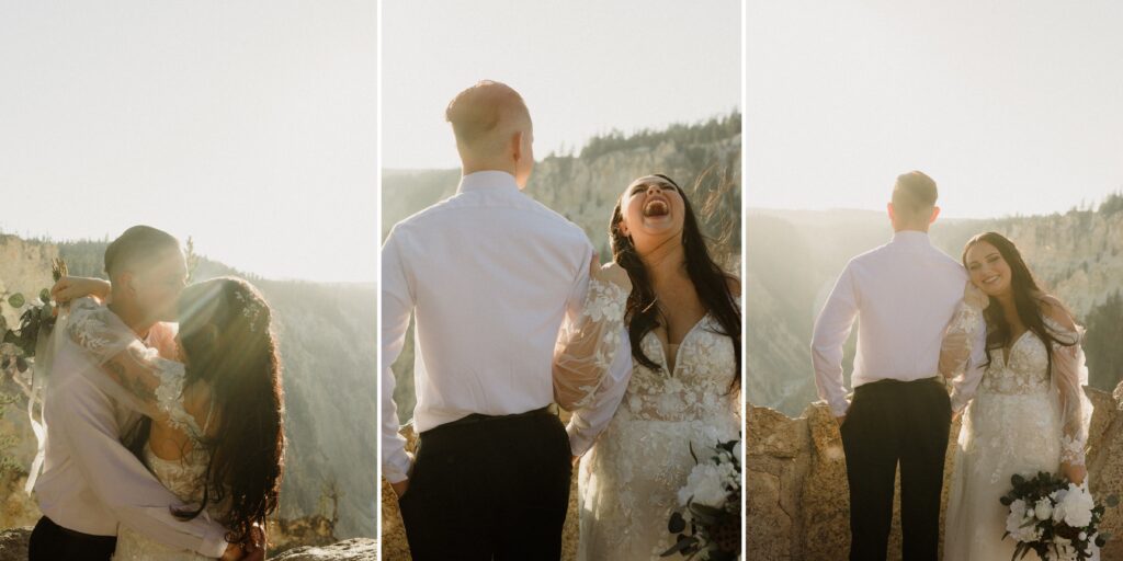 Plan your dream elopement in Yellowstone! Breathtaking views at Artist Point and stunning memories captured by our photographers await you! 