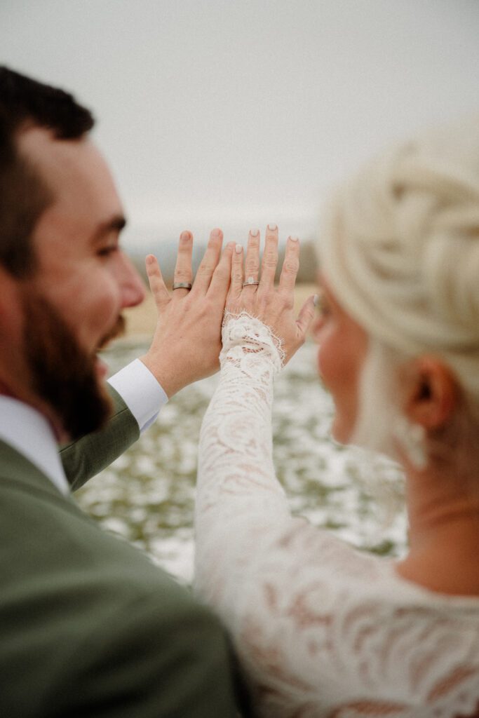 It's magic for this winter wedding in Bozeman at Firelight Farm. Cozy vibes, a champagne tower, and western charm!