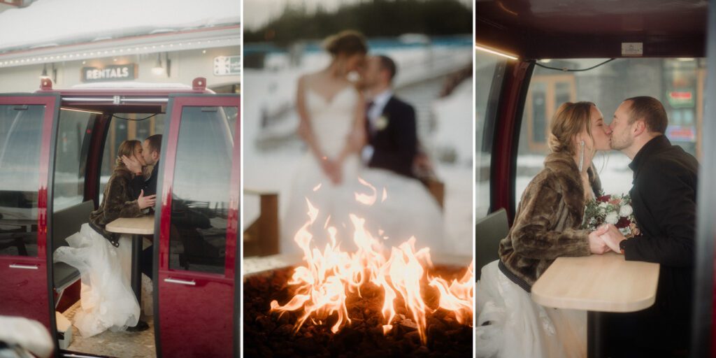 An adventurous winter elopement in Montana features frozen waterfalls, ski lifts, reindeer, and stunning star photos. Explore their epic day! Get more info on Where to stay in Big Sky Resort!